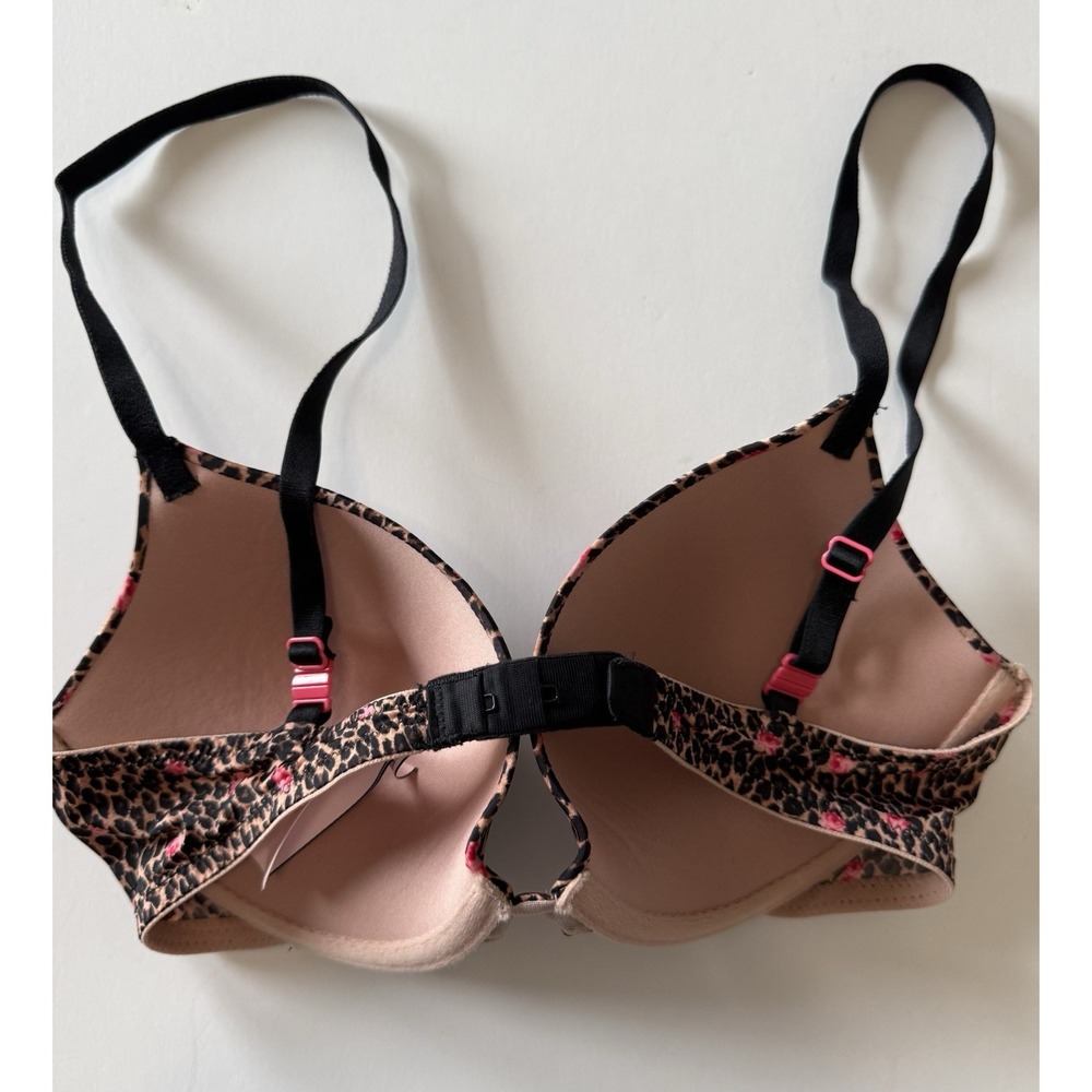 Victoria's Secret Leopard Floral Push Up Bra Padded Animal Print Adjustable 32D - Picture 7 of 15